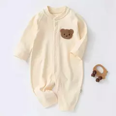 Urso dos desenhos animados impresso macacão para bebê recém-nascido, Onesie, macacão coreano, roupa infantil, roupas de meninos e meninas, 1 pc, outono - loja online
