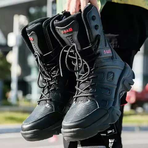 Botas táticas impermeáveis do exército para homens, Sapatos de trabalho no deserto, Sapatos de escalada e caminhada, Botas de tornozelo ao ar livre, tamanho grande 47