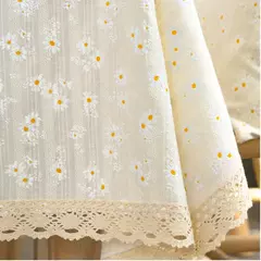 Toalha de mesa de algodão pequena margarida para decoração, estilo coreano, retângulo, para cozinha, casamento, sala de jantar