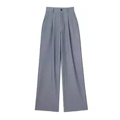 TRAF-Calça formal feminina, calça casual de perna larga, listrada, cinza, preta, cintura alta, terno largo, roupa de escritório - loja online