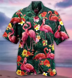 Flamingo desenho animado 3D dos homens camisa havaiana, roupas de praia extragrandes, manga curta, moda, verão, venda quente - comprar online