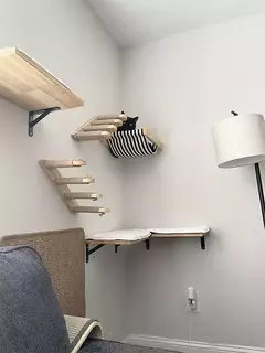 Montado na parede gato escalada prateleira passos móveis de parede escada com corda sisal arranhando pós árvore para gatos gatinho dormir - loja online
