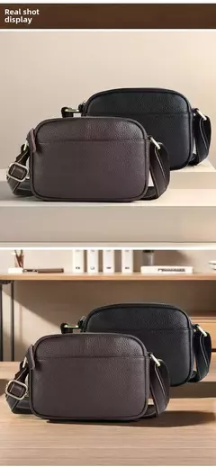 Joyir nova bolsa de ombro de couro genuíno masculino grande capacidade horizontal vintage lichia padrão ombro único saco inclinado para homem - loja online