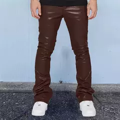 Calça de couro confortável de cintura média masculina, calça casual hip-hop, roupas soltas e confortáveis, moda nova, 2024 - Wolf Magazine