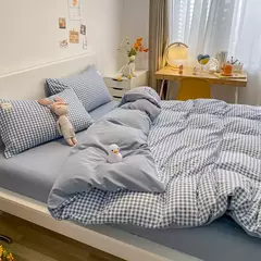 Preto branco pequenos verifica impresso conjunto de cama floral capa edredão fronha conjunto cama folha colcha único rainha rei tamanho - loja online
