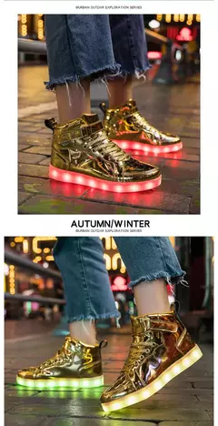 Tênis luminosos infantis, tênis de LED com sola luminosa, sapatos iluminados para crianças, meninos e meninas, tamanho 25-40 - loja online
