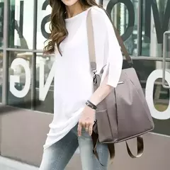 Imagem do Mochila de nylon multifuncional para mulheres, bolsa escolar casual para meninas, alça destacável, bolsa de ombro de viagem, cor sólida, nova moda