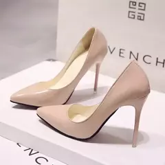 Bombas de salto alto para mulheres, couro envernizado, dedo apontado sexy, salto fino, sapatos de casamento, moda feminina, cor sólida, novo, tamanho 44