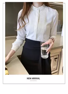 Primavera verão moda cor sólida camisa feminina de manga longa comutando irregular botão chiffon topo feminino camisa branca das mulheres c028 - Wolf Magazine