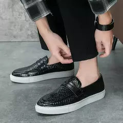 Sapatos casuais de couro de verão sapatos de escritório para homens de condução mocassins confortáveis deslizamento em sapatos de moda de festa - loja online