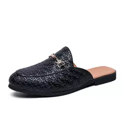 Sapatos casuais meio arrasto para homens, mocassins da moda, deslizamento em apartamentos, marca de luxo, mocassins novos, tamanho grande 38-46, 2023