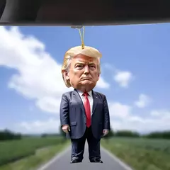 Natal acrílico pendurado ornamento para carro e árvore, pingente dos desenhos animados engraçados, Trump-Inspirado, presente perfeito do feriado, 1pc - loja online