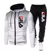 Fatos de treino e moletom de 2 peças masculinos, moletom com capuz com zíper, calça casual fitness, roupas esportivas para jogging, estampa inverno, 2022
