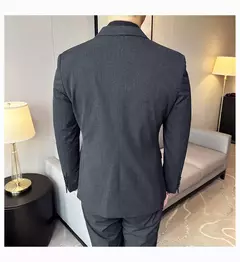 Imagem do Fato de trespassado estilo britânico masculino, negócio formal, slim fit, smoking casual, festa de casamento, conjunto de 3 peças