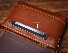 ROOG-Maleta de couro genuíno, bolsa mensageiro de luxo masculina, estilingue de ombro vintage, tiracolo para iPad 12.9 ", alta qualidade - comprar online