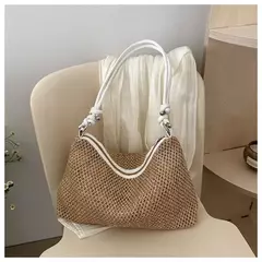 Saco de palha tecido Rattan para senhoras, sacola de grande capacidade, bolsa trançada artesanal, bolsa de ombro, moda - comprar online