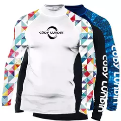 Apertado manga longa mergulho camisetas masculinas, natação Rash Guard Swimwear, proteção UV Surf Vestuário, Beach Floatsuit Tops