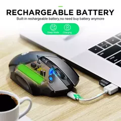 INPHIC-PM6 Mouse Recarregável Sem Fio, Compatível com Bluetooth, Office Mute, Suporte PC, Laptop, Tablet, Smartphone, Universal, 2.4G - Wolf Magazine