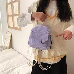 Mini mochila feminina, mochila escolar de veludo simples pequena, grande capacidade, mochila feminina durável, monocromática, casual, viajando, moda na internet