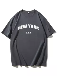 Blessyuki-Camisetas femininas estampadas com carta nova-iorquina, camisetas básicas com decote em O, streetwear retrô casual, tops harajuku para senhoras, plus size, verão na internet