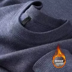 Suéter de malha luxuoso masculino, gola alta, veludo acolchoado, quente, pulôveres sólidos, fundo grosso, casual com o pescoço, outono, inverno - comprar online