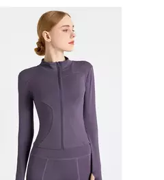 Fato de treino de mangas compridas Slim Fit para mulheres, casaco fitness, tops de ioga com buracos, jaqueta de ginástica, moletom de treino 2024 na internet