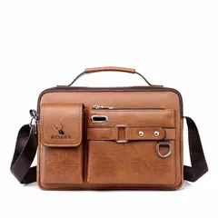 Imagem do Bolsa mensageiro tiracolo de couro masculina, maleta de ombro empresarial, bolsa casual de viagem de grande capacidade, nova moda