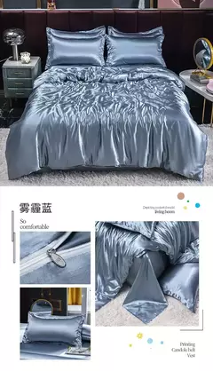 Mulberry Silk Bedding Set, capa de edredão, lençol, fronha, lençol de cetim luxo, cor sólida, rei, rainha, completo, Twin Size na internet