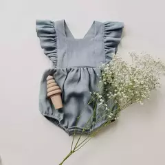 Romper com babados para menina, romper sem mangas, algodão e tecido de linho para recém-nascido, roupas de verão - Wolf Magazine