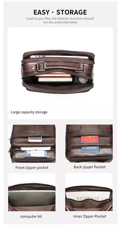 Westal Mensageiro de Couro Genuíno Bag, Laptop sacos para documentos, saco de negócios, Bolsas de ombro masculinas, 13 ", 6173 na internet