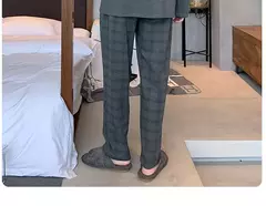 Pijama masculino com gola em o listrado, pijamas de algodão penteado, lounges plus size, outono e inverno, maduro na moda, novo, L a 6XL, 2020 - Wolf Magazine