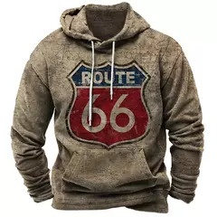Homens e mulheres Route 66 3D Print Hoodies, moletons vintage, fatos de treino, roupas masculinas, moda