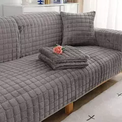 Capa de sofá de veludo universal xadrez de pelúcia antiderrapante e espessa para a sala de estar Capa de sofá de flanela quente para o apoio de braço da toalha de costas macia e confortável sem perda de cabelo pode ser
