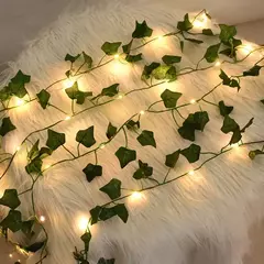 Imagem do Luzes de folha verde para decoração, Videira artificial Ivy, Luz de fada para festa de casamento, Natal, Planta de parede, 2m-10m