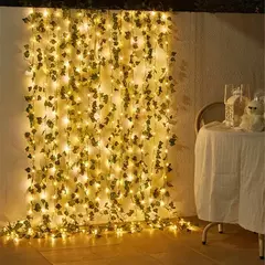 Luzes de folha verde para decoração, Videira artificial Ivy, Luz de fada para festa de casamento, Natal, Planta de parede, 2m-10m na internet