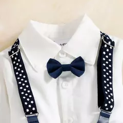 Imagem do PatPat-Roupas de festa para bebês, gravata borboleta para cavalheiros, camisa de manga comprida, colete sólido com calças suspensoras, 3 peças