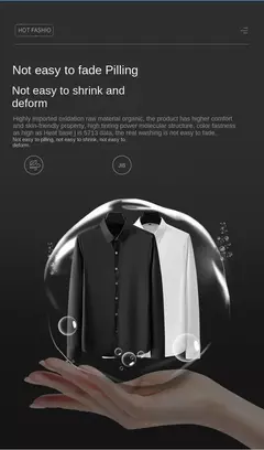 Camisa de manga comprida masculina, fato casual profissional, camisa branca, resistente a rugas sem ferro, vestido de negócios, high end, S-5XL na internet