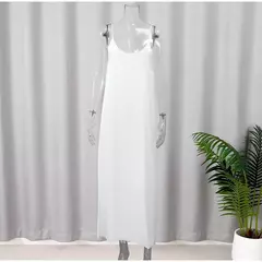 Vestido feminino elegante com decote em v, sem costas, sem mangas, vestidos de estilinete, branco, praia, férias, moda feminina, verão, 2024 - Wolf Magazine