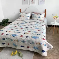 Colcha acolchoada com estampa floral, 180x220/220x240cm na cama, capa xadrez, estilo americano, colcha de verão, cobertor para adultos na internet