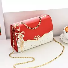 Lantejoula embelezada PU poliéster bolsa crossbody para senhoras, bolsa de ombro pequena, pingente cruz quadrada borla, moda na moda na internet