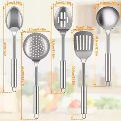 Utensílios de cozinha de aço inoxidável com alça ergonômica, Espátula resistente, Utensílios de colheres laváveis, Cozinha, 5pcs - comprar online