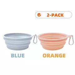 2 pçs dobrável pet silicone cão comida tigela de água acampamento ao ar livre viagem portátil dobrável suprimentos pratos com mosquetão - loja online