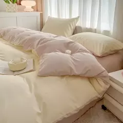 Conjunto de cama de tecido com escova de cor sólida, 2 lados, 4 peças, capa de edredom, fronha, lençol, colcha, único, queen, king size na internet