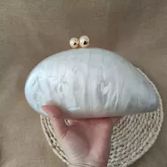 Oval Irregular Pérola Acrílico Box Evening Bag, Senhoras Designer De Luxo Bolsas, Festa De Casamento, Handmade Bolsas, Branco, Novo - comprar online