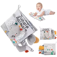 Bebê macio 3D Touch Feel Livro de pano de alto contraste, aprendizagem precoce sensorial, carrinho de criança infantil, 0-12 meses - Wolf Magazine