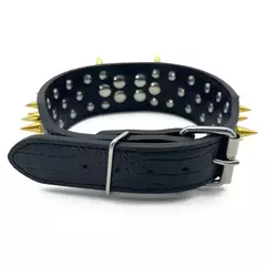 Conjunto de coleira e coleira para cachorro com pontas, coleira de couro com rebite ajustável para caminhada ao ar livre - Wolf Magazine