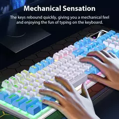 K500 teclado para jogos com fio sensação mecânica laptop desktops pc computador acessórios de escritório 104 teclas teclados com luz de fundo rgb - Wolf Magazine