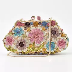 Bolsa de casamento nupcial cristal bling para mulheres, forma de flor, bolsa diamante, bolsas de luxo, moda bolsa de baile, nova