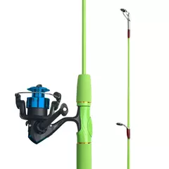 Imagem do Dndyuju 1.5m crianças vara de isca de pesca iniciante vara de pesca bonito inclui molinete rosa verde disponível presente das crianças