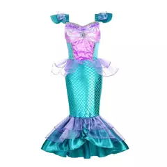 Sereia vestido de festa de aniversário verão menina sereia traje carnaval anime cosplay outfits 2-10 anos crianças fantasia disfarce vestido de baile na internet
